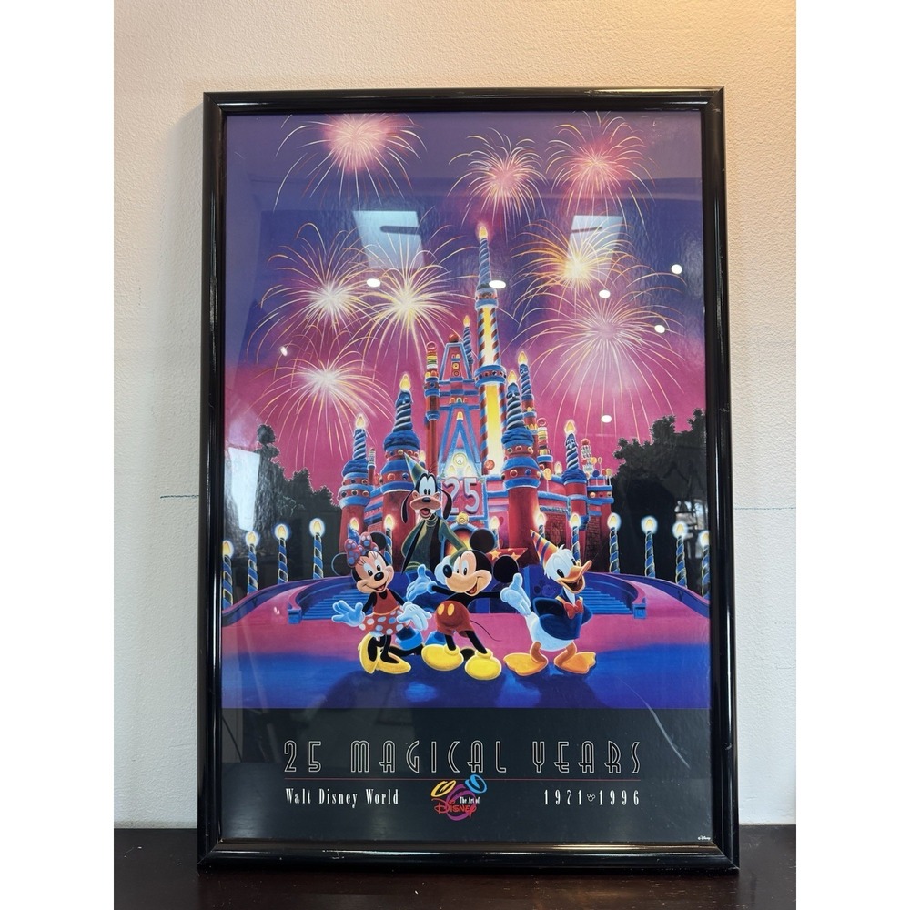 Vintage Walt Disney World 25 Magical Years 1971-1996‎ Poster Framed